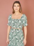 Yumi Cotton Leaf Print CropTop, Green