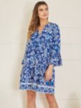 Yumi Ikat Print Modal Mini Dress, Blue/White