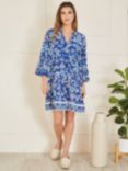 Yumi Ikat Print Modal Mini Dress, Blue/White