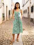 Yumi Paisley Leaf Print Midi Sundress, Green