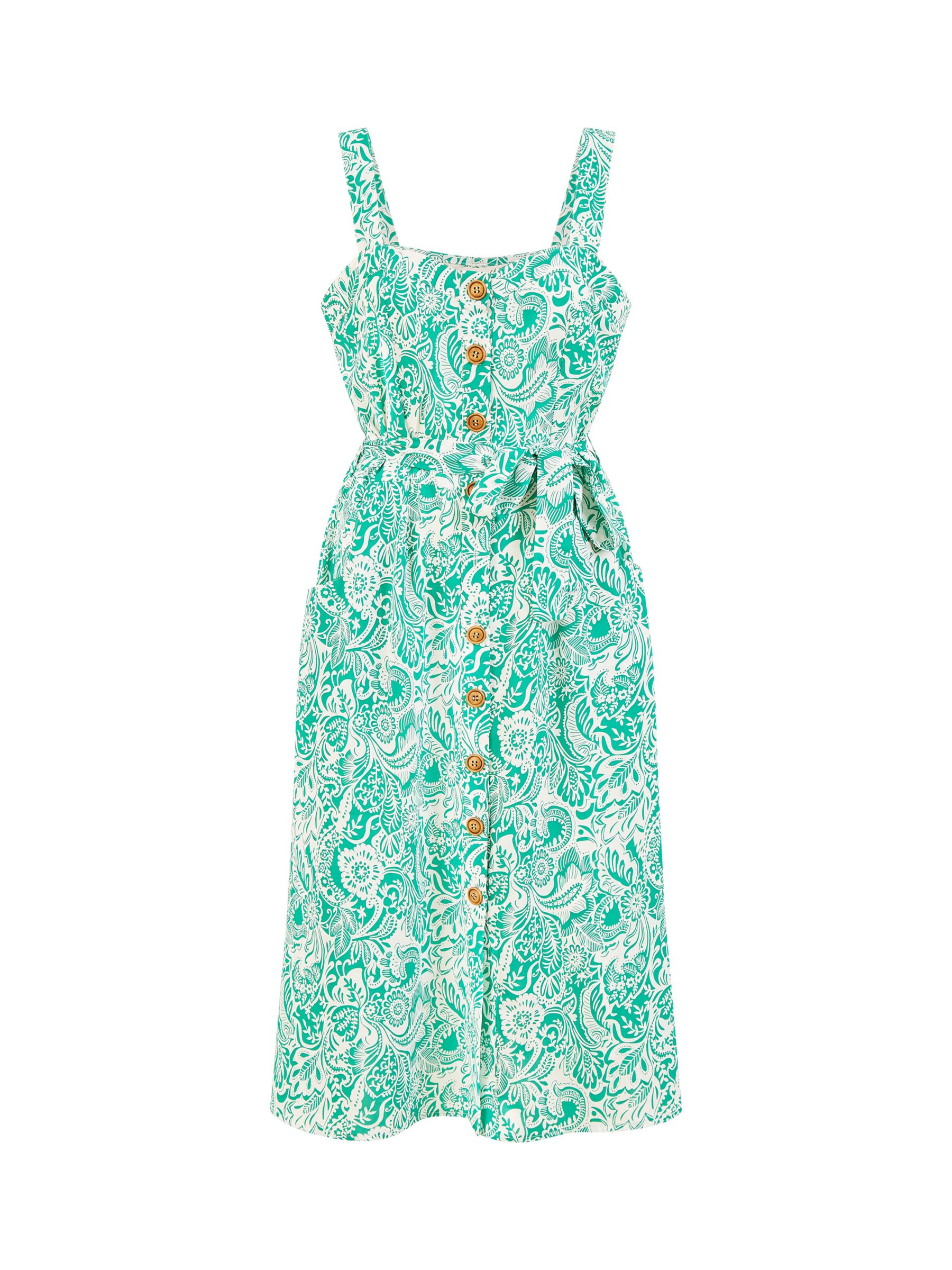 Yumi Paisley Leaf Print Midi Sundress, Green