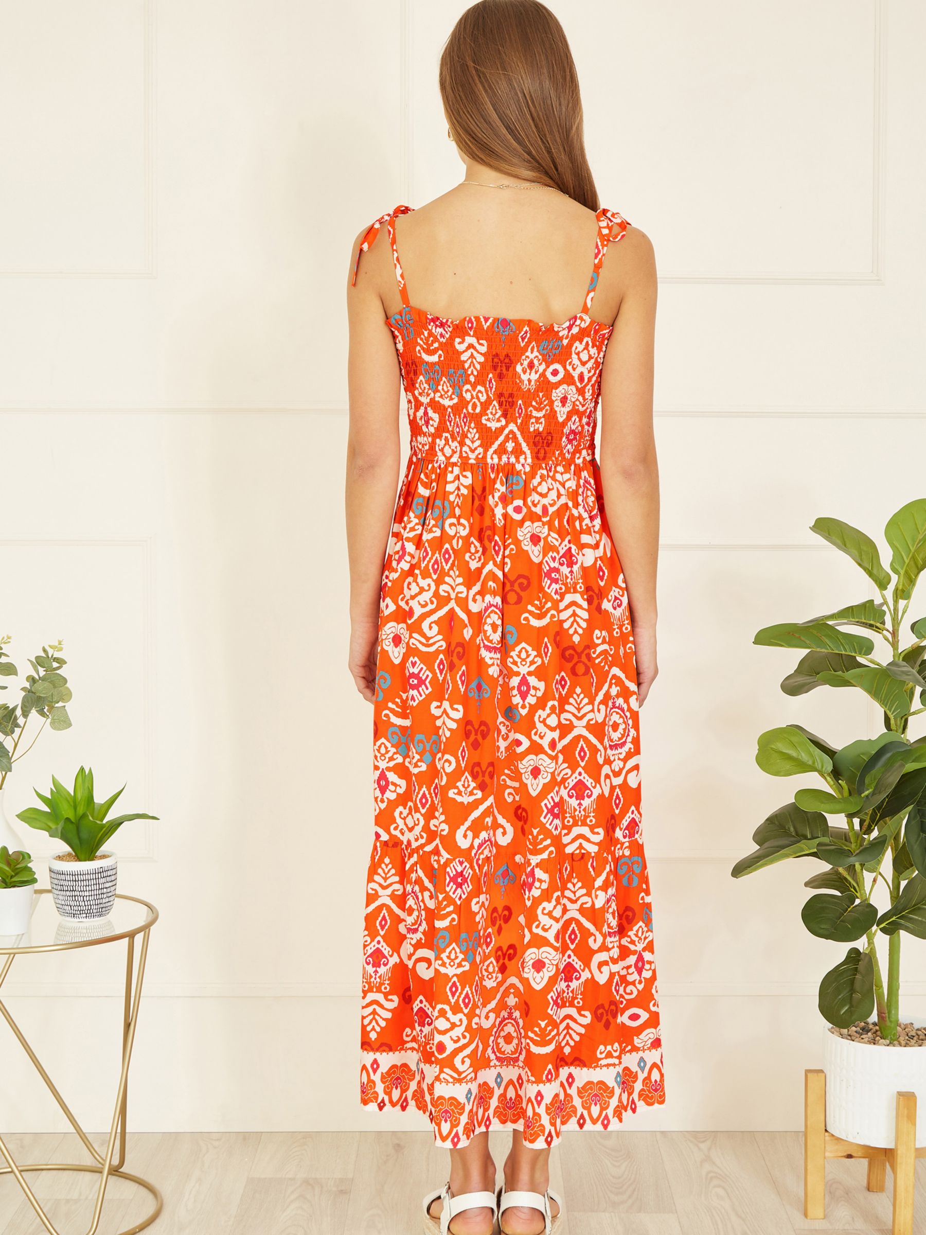 Buy Yumi Ikat Print Maxi Sun Dress, Orange/Multi Online at johnlewis.com