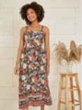 Yumi Retro Floral Print Midi Sundress, Multi