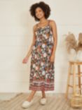 Yumi Retro Floral Print Midi Sundress, Multi