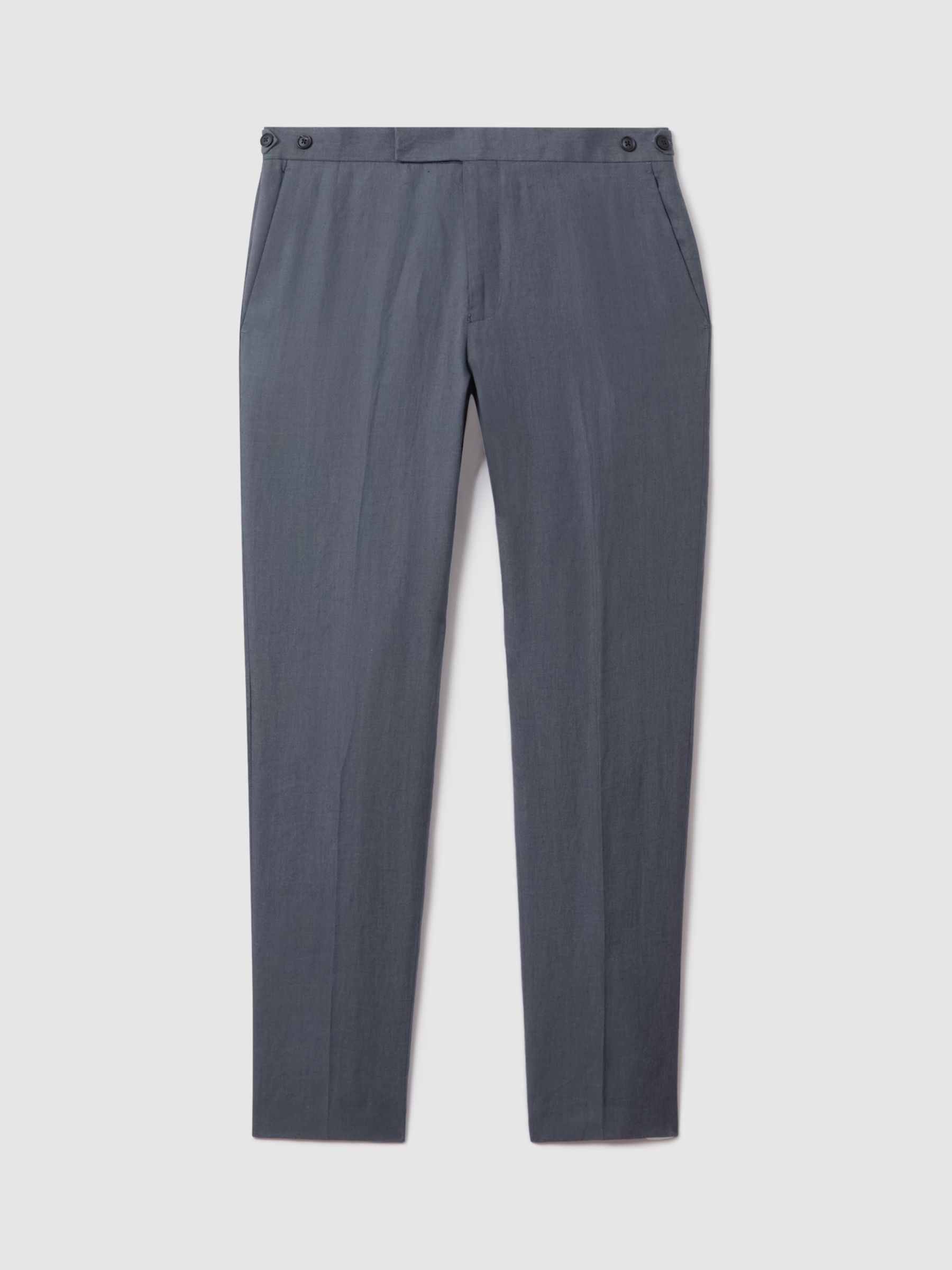 Reiss Kin Linen Slim Fit Mixer Trousers, Airforce Blue, 28R