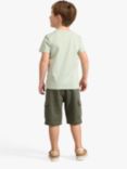 Lindex Kids' Dinosaur Reversible Sequin Short Sleeve T-Shirt, Dusty Green