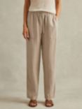 Reiss Romie Linen Drawstring Waist Trousers, Sand