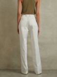 Reiss Harper Wide Leg Cotton Suit Trousers, White