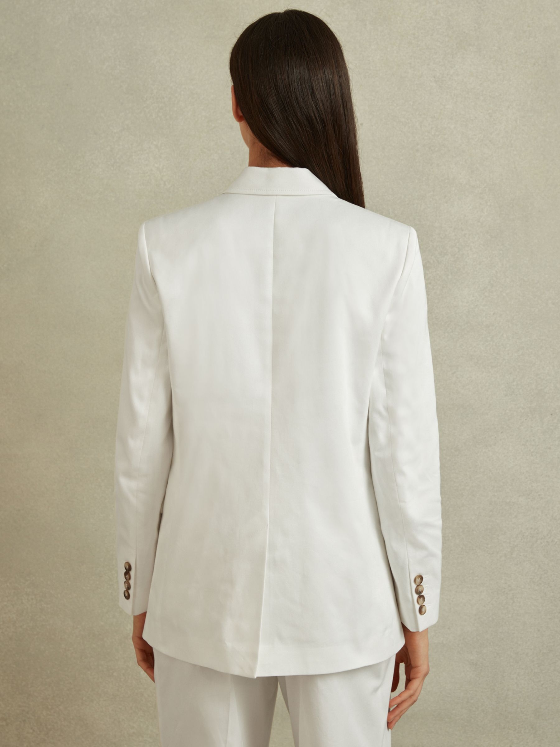 Reiss Harper Single Breasted Cotton Suit Blazer, White, 6