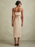 Reiss Dhalia Wrap Style Midi Pencil Dress, Stone