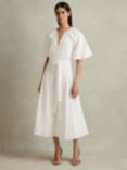 Reiss Petite Alice Puff Sleeve Midi Dress, White