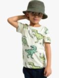 Lindex Kids' Dinosaur Print T-Shirt, Light Dusty Green