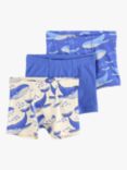 Lindex Kids' Whale Print Hidden Elastic Boxers, Pack Of 3, Dark Blue