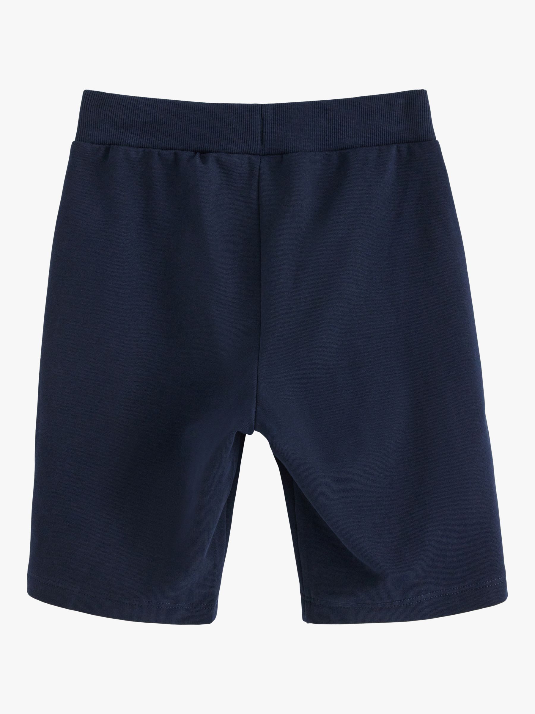 Lindex Kids' Organic Cotton Vehicle Print Soft Shorts, Dark Navy, 2-4 years