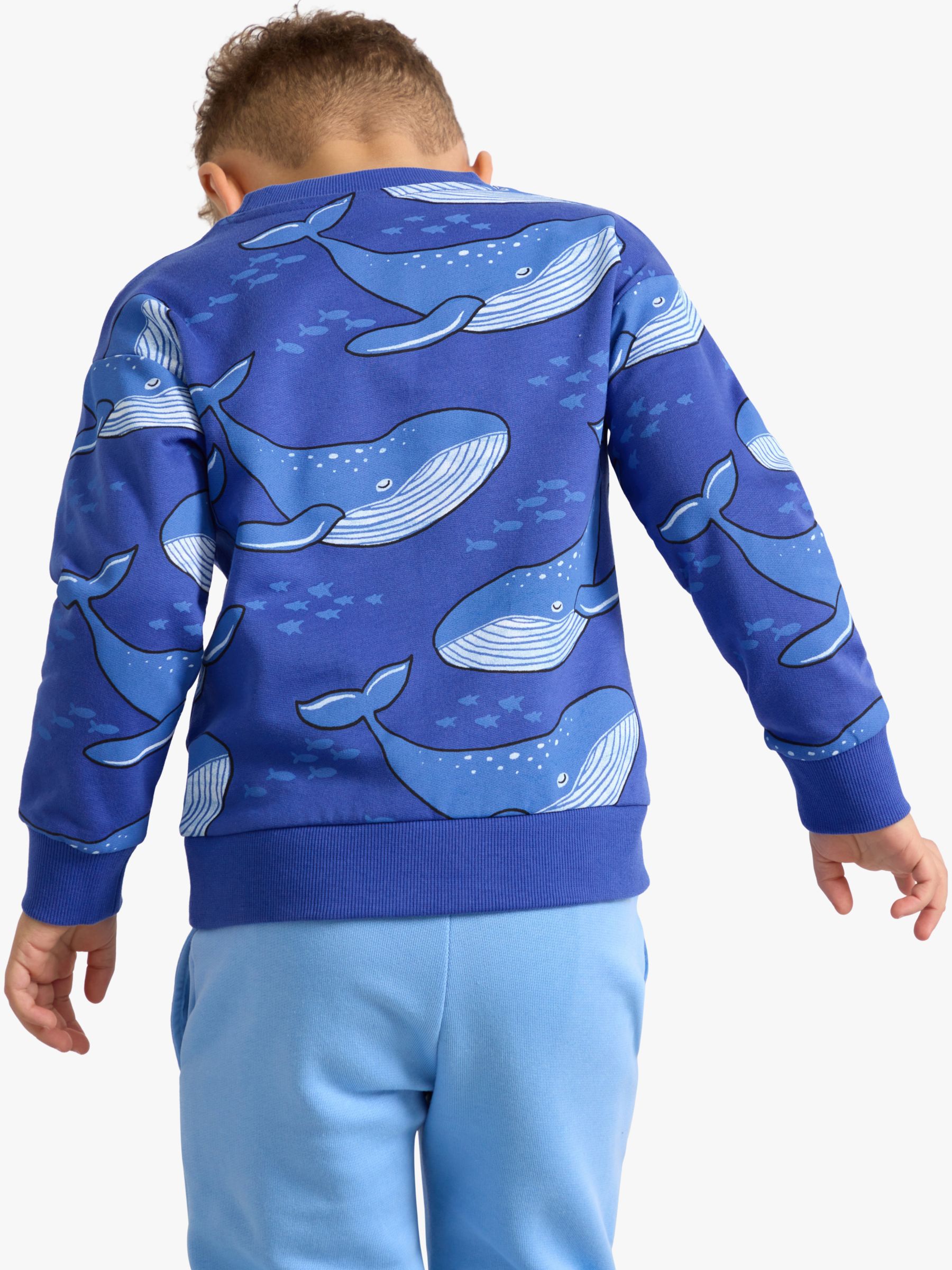 Lindex Kids' Organic Cotton Whale Print Sweatshirt, Dark Blue, 18-24 months