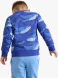 Lindex Kids' Organic Cotton Whale Print Sweatshirt, Dark Blue
