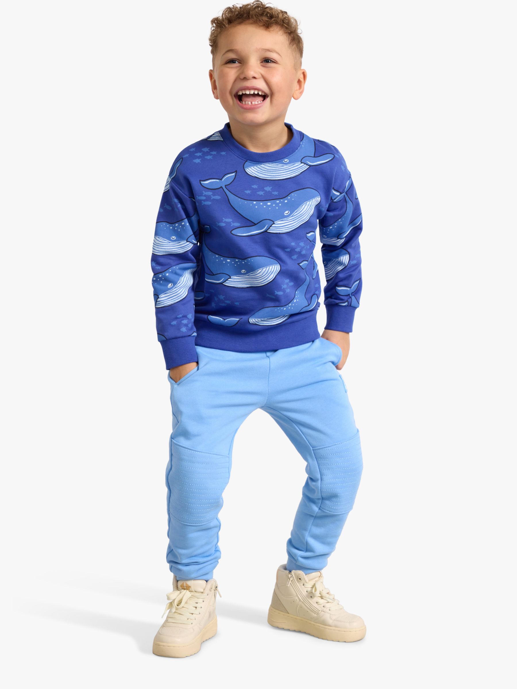 Lindex Kids' Organic Cotton Whale Print Sweatshirt, Dark Blue, 18-24 months