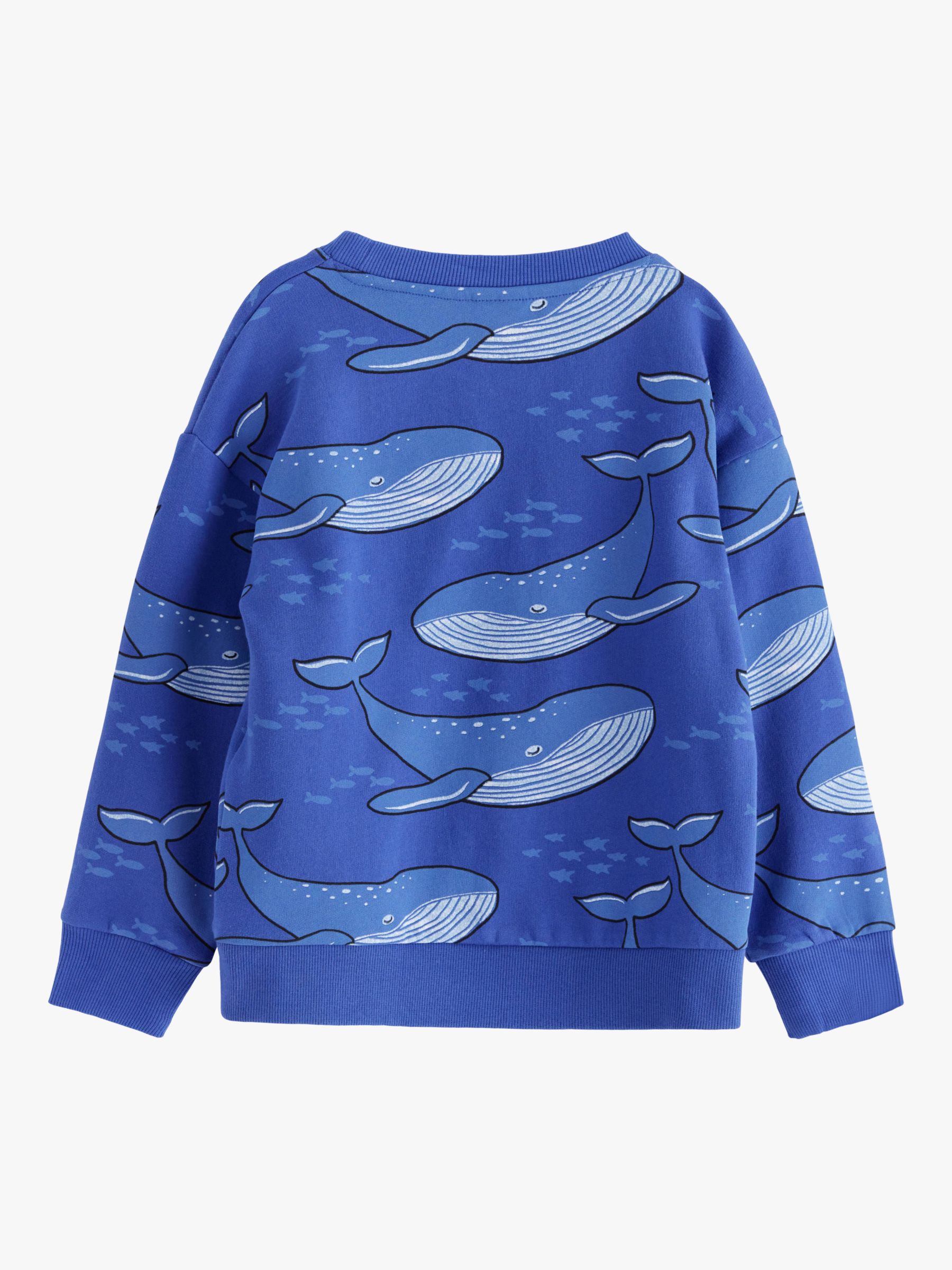 Lindex Kids' Organic Cotton Whale Print Sweatshirt, Dark Blue, 18-24 months