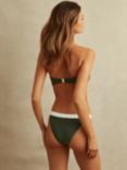 Reiss Nala Colour Block Underwired Bandeau Bikini Top, Dark Green/White