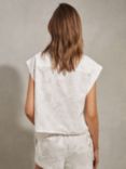 Reiss Nia Embroidered Cotton Boxy Shirt, White