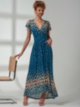 Jolie Moi Kora Floral Print Maxi Dress, Teal/Multi