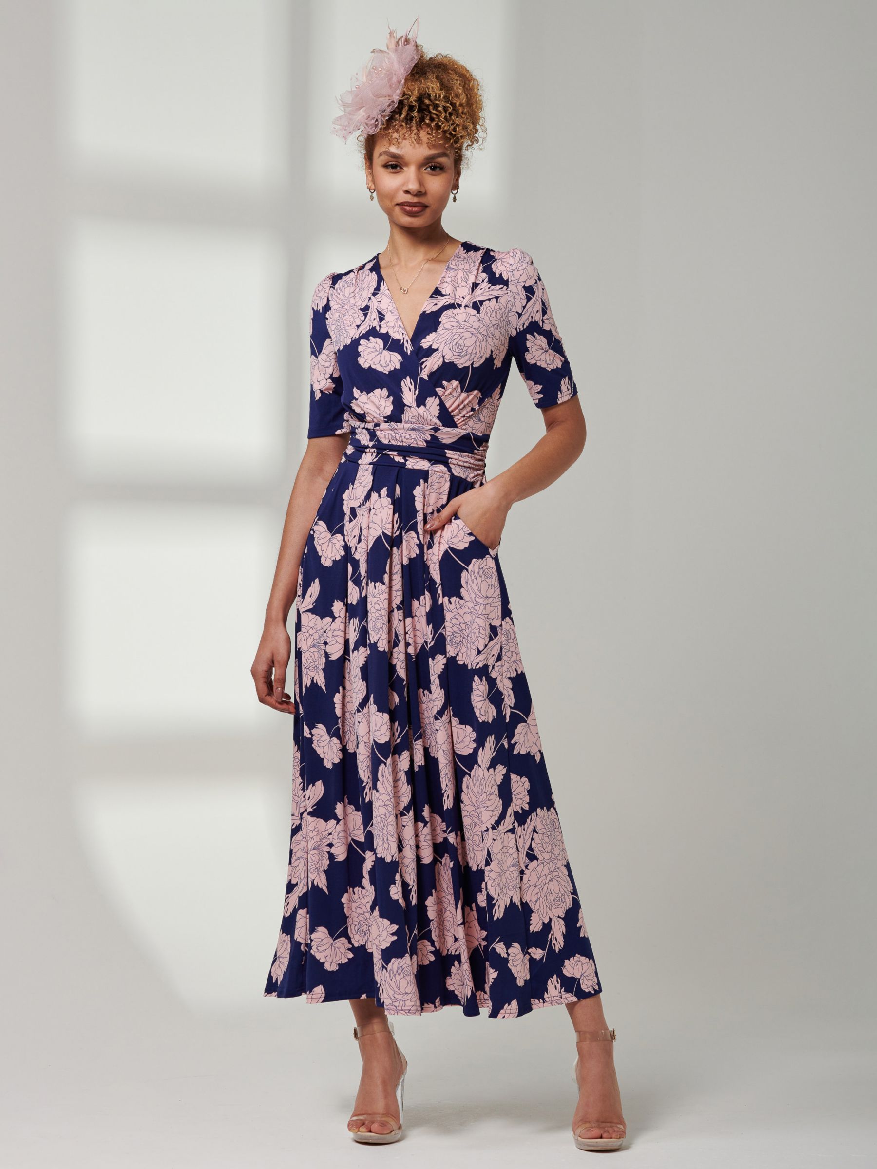 Jolie Moi Kenzie Floral Jersey Maxi Dress, Blue, 8