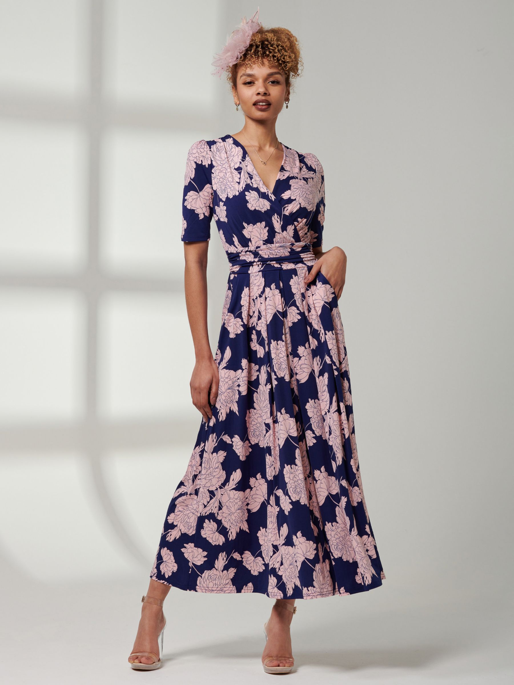 Jolie Moi Kenzie Floral Jersey Maxi Dress, Blue, 8