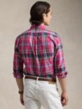 Polo Ralph Lauren Short Sleeve Check Oxford Shirt, Pink/Navy