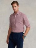 Polo Ralph Lauren Custom Fit Gingham Cotton Oxford Shirt, Wine/White