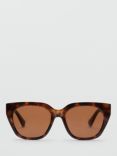 Mango Women's Musie Square Frame Sunglasses, Dark Brown