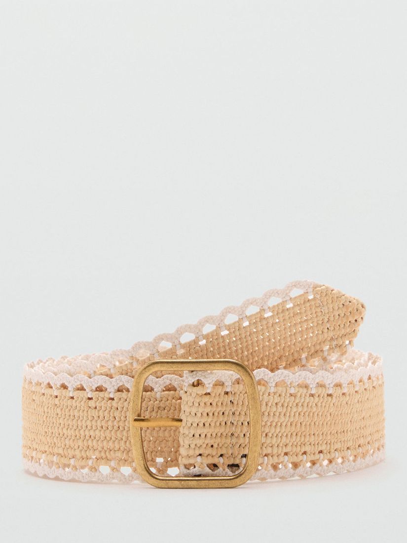 Mango Ondas Belt, Light Beige, S