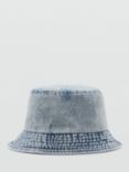 Mango Izzie Denim Bucket Hat, Open Blue