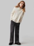 Calvin Klein Kids' Half Zip Monogram Sweater, Ivory