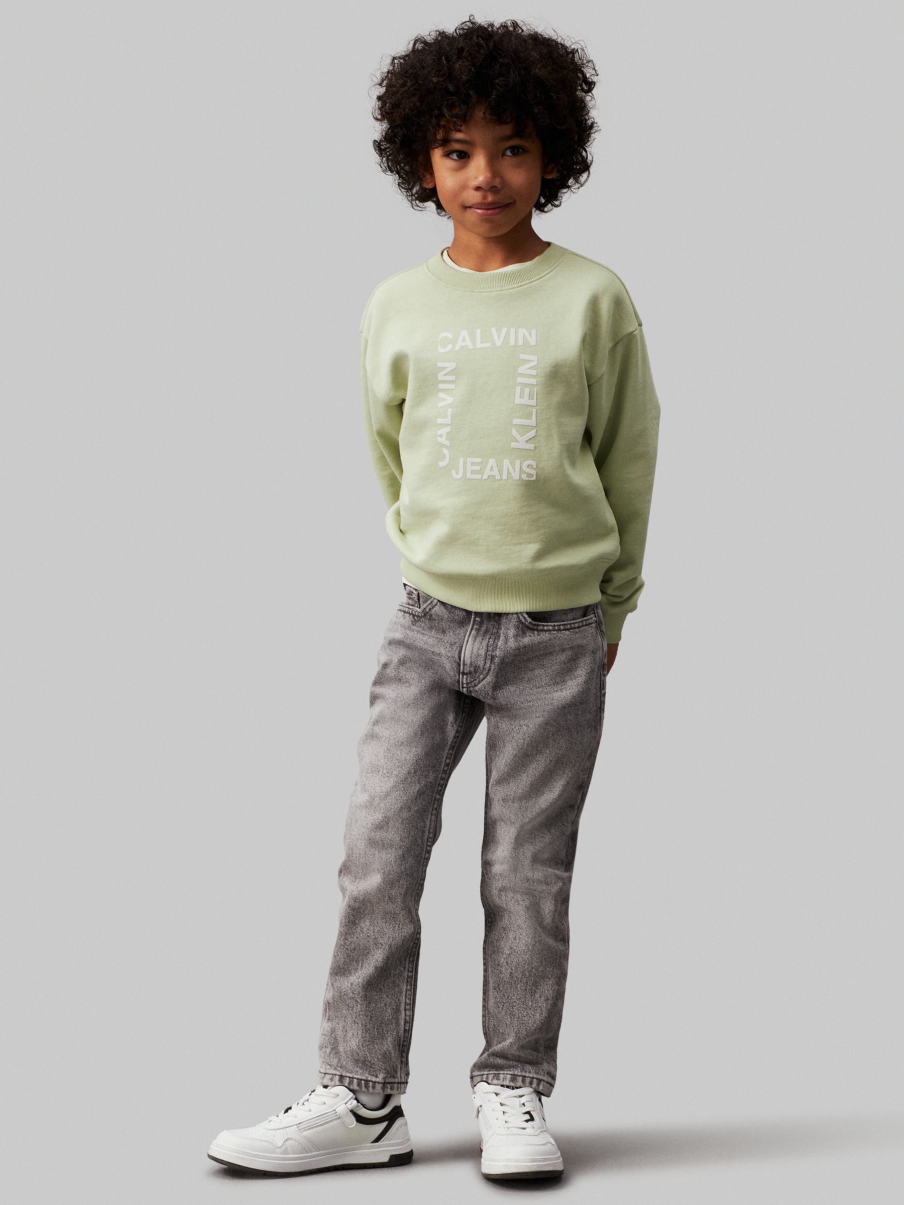 Calvin Klein Kids' Dad Fit Tapered Jeans, Washed Modern Grey