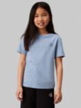 Calvin Klein Kids' Mini Badge Cotton T-Shirt, Faded Denim