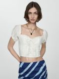 Mango Lili Lace Crop Top, White