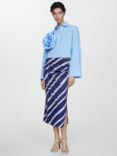 Mango Salome Stripe Slit Midi Skirt, Medium Blue