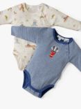 Purebaby Baby Badger Ruffle Bodysuits, Pack of 2, Stripe/Fishing Print