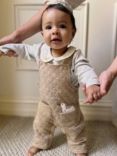 Purebaby Baby Organic Cotton Blend Quilted Dungarees, Twig Melange