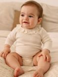 Purebaby Baby Organic Cotton Ruffle Pointelle Bodysuit, Cloud