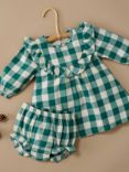 Purebaby Baby Organic Cotton Check Dress, Green/Multi