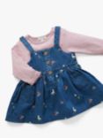 Purebaby Baby Cotton Embroidered Pinafore Dress, Denim