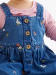 Purebaby Baby Cotton Embroidered Pinafore Dress, Denim