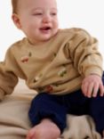 Purebaby Baby Camp Ground Organic Cotton Fleece Jumper, Biscuit Melange