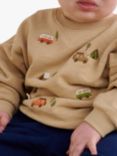 Purebaby Baby Camp Ground Organic Cotton Fleece Jumper, Biscuit Melange