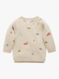 Purebaby Baby Organic Cotton Gone Fishing Jumper, Oatmeal Melange