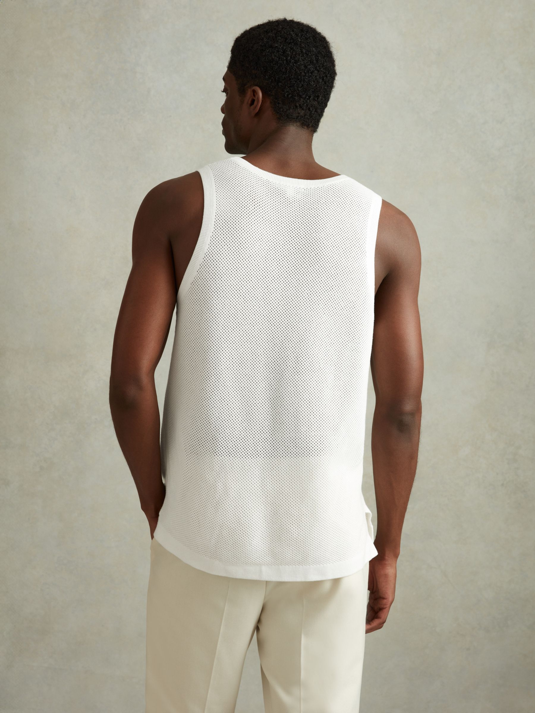 Reiss Velo Sleeveless Textured Vest Top, Optic White, XS