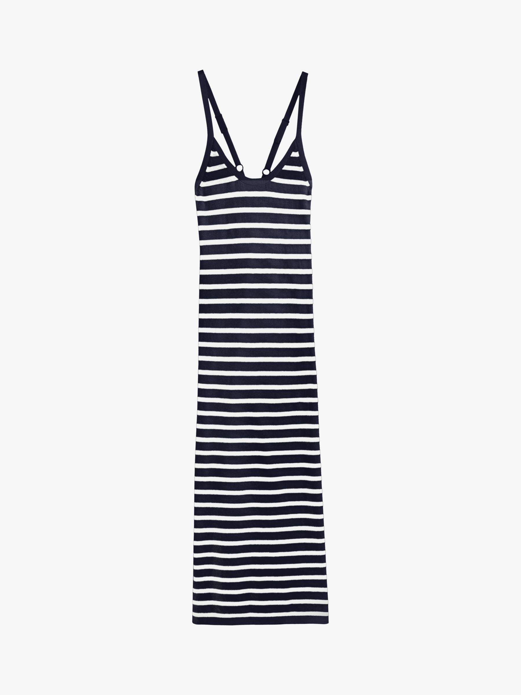 Chinti & Parker Breton Stripe Midi Dress, Navy/Cream, XXL