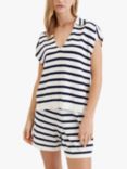 Chinti & Parker Summer Breton Polo Top, Cream/Navy