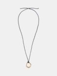 Mint Velvet Leather Pendant Necklace, Gold